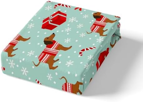 Homewish Cute Dachshund Fitted Sheet Set Twin Size