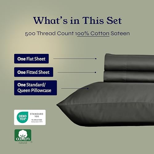 California Design Den Twin XL Cotton Sheets Set - Grey