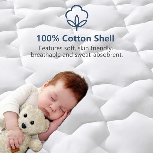 CozyLux Twin XL Cotton Mattress Pad Deep Pocket Quilted Cover 39x80 Inches
