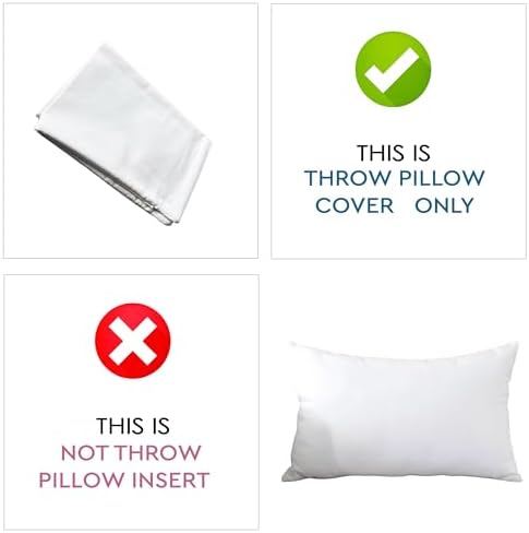 TAOSON Decorative Cotton Canvas Pillow Cover - White 12x20