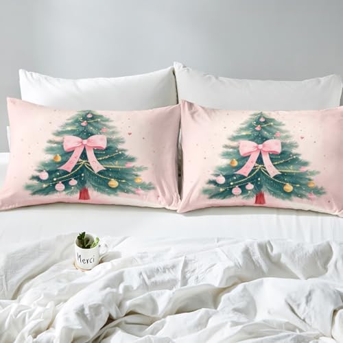 Manfei Christmas Fitted Sheet Set with Pillowcases