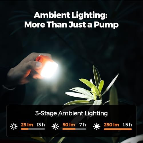 VOLLYC Portable Air Pump with Camping Light and Nozzles 1