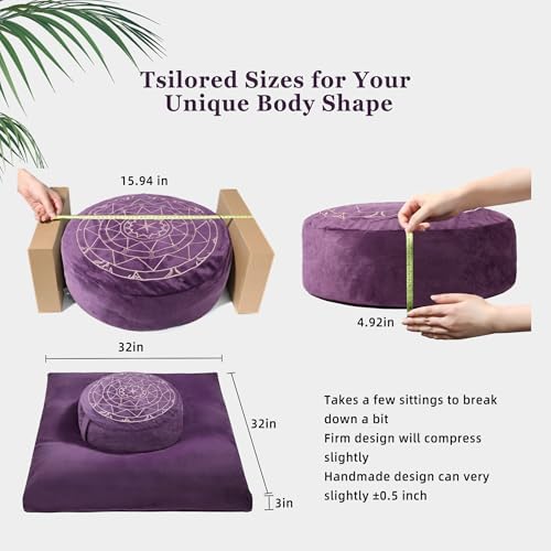 Ellier Zafu Zabuton Cushion Set - Purple