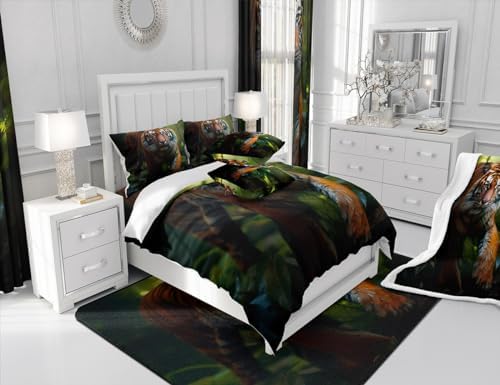 Feelyou 3D Print Jungle Tiger Duvet Cover Set