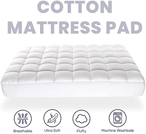 SLEEP ZONE Queen Cotton Mattress Pad with Deep Pocket