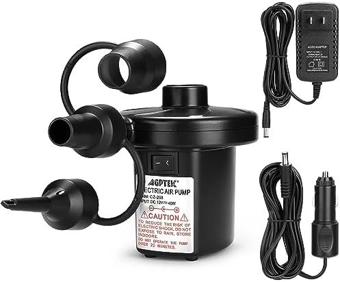 AGPTEK Electric Air Pump with 3 Nozzles and 45kPa Quick-Fill