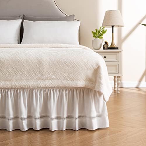 MIYE Wrap Around Ruffled Lace Bed Skirt 15 Inch Drop