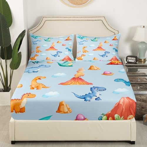 Manfei Cartoon Dinosaur Sheet Set Twin Size Kids