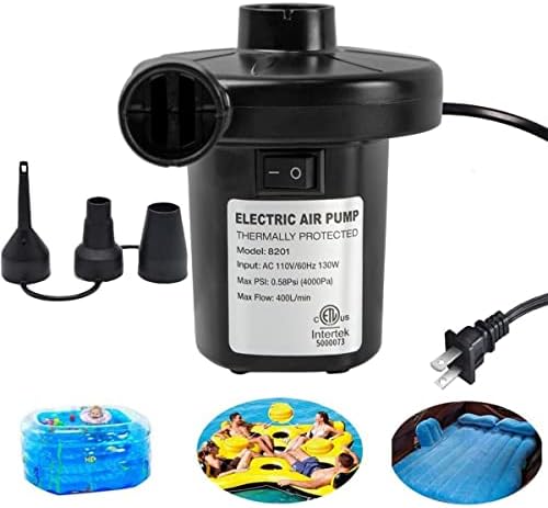 BOMPOW Electric Air Pump for Air Mattress Pool Raft Boat Quick Inflation