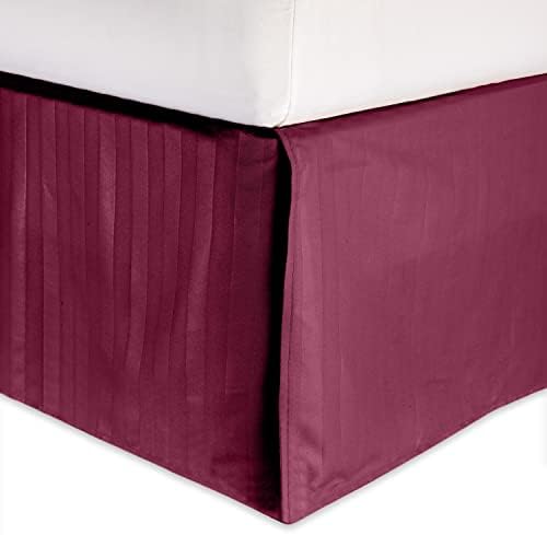 Elegant Comfort 1-Piece Striped Bed Skirt Cali King Burgundy
