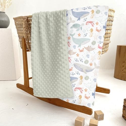 Boho Ocean Animals Baby Blanket - 30x40 Inches Soft Double Layer