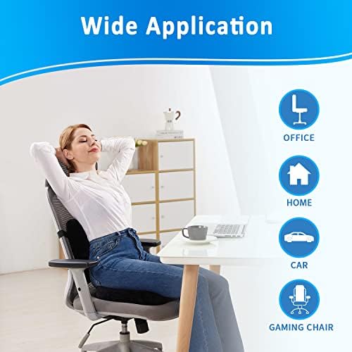 SAIREIDER Memory Foam Seat Cushion and Lumbar Support Pillow Set Black