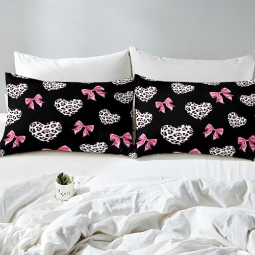 Pink Bowknot Fitted Sheet Twin Size with Pillowcase