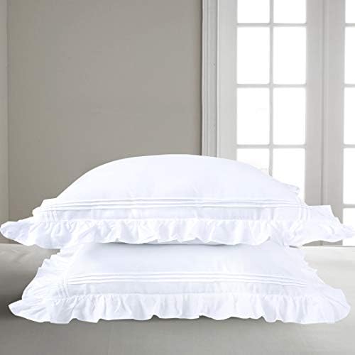 YINFUNG White Ruffled Pillow Shams Set of 2 20x30 Queen Size