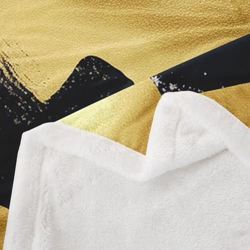Feelyou Black and Gold Abstract Art Fleece Throw Blanket