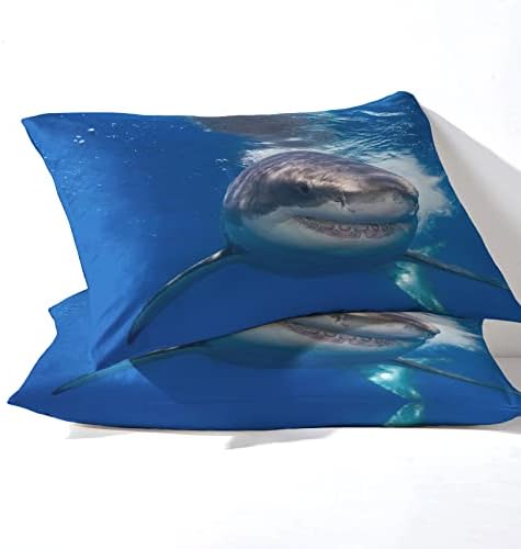 Great White Shark Pillow Cases Set of 2 - Kids Boys Bed Cover