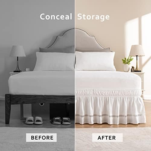 MIYE Wrap Around Ruffled Lace Bed Skirt 15 Inch Drop