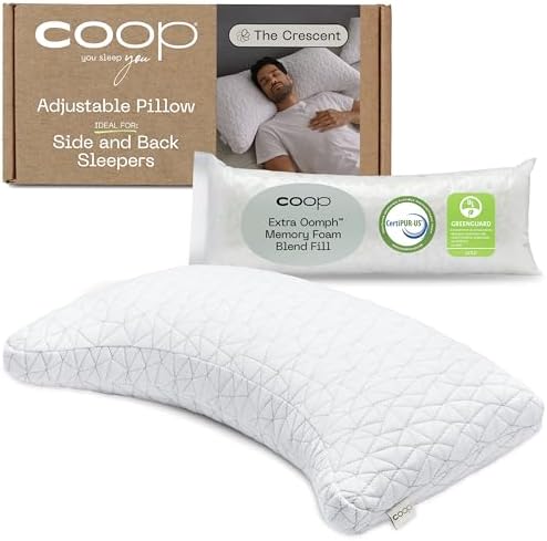 Coop Home Goods Original Crescent Adjustable Pillow for Shoulder Neck Support