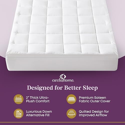 CirclesHome Twin XL Hybrid Mattress Protector Pad - Plush Thick and Fitted