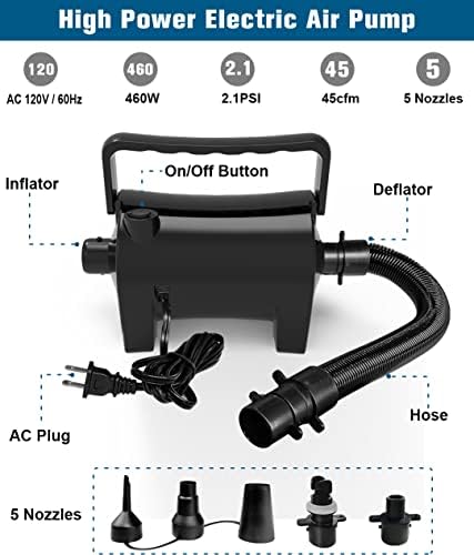 Artigarden 460W Electric Air Pump with 5 Nozzles and Hose
