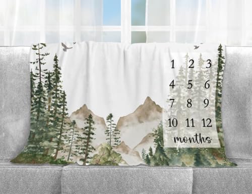 Yuzioey Forest Mountain Baby Milestone Throw