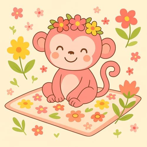 Omilion Kids Throw Blanket - Floral Monkey Butterfly Design