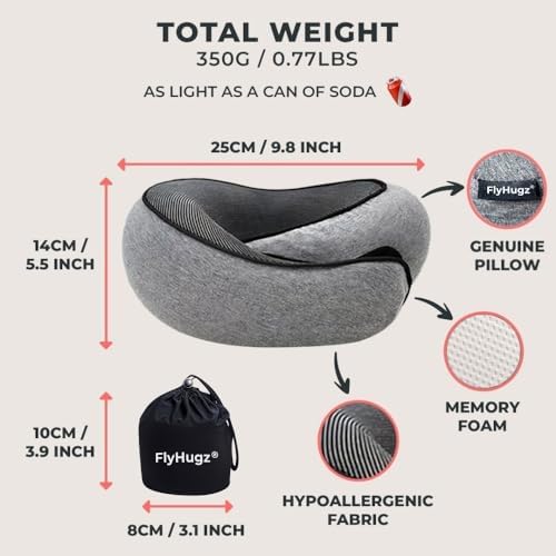 FlyHugz Neck Travel Pillow for Comfort and Support