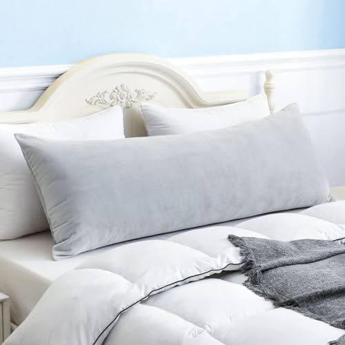 HYMOKEGE Body Pillow for Adults Fluffy Support 20x54 Light Grey