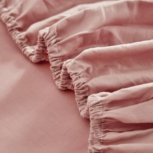 LifeTB Blush Pink Cotton Queen Fitted Sheet