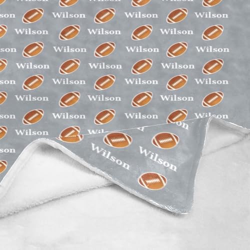 Personalized Football Blanket with Name Soft Flannel for Kids