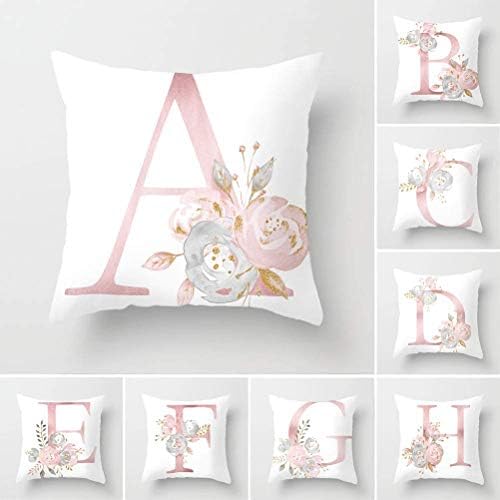 AHAHM Throw Pillow Cover with Letter H 18x18 Inch Soft Floral Design