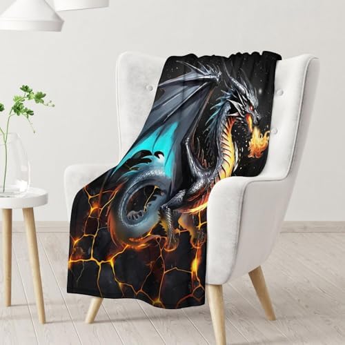 Dragon Blanket for Kids - Soft Flannel 40 x 50 Cozy Blanket Gift