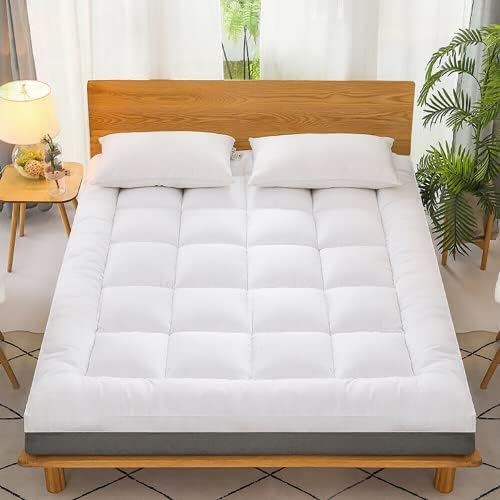 King Quilted Mattress Pad Cover with Cooling Top Deep Pocket White