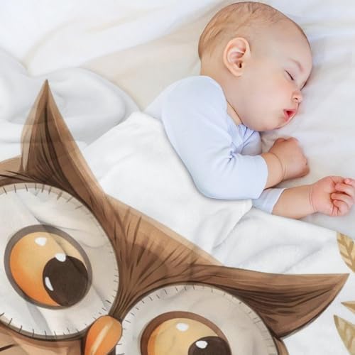 Cute Owl Design Anti-Pilling Flannel Throw Blanket 100x130cm