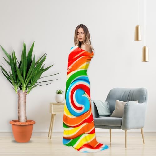 ARESD Rainbow Lollipop Throw Blanket 71 Inches