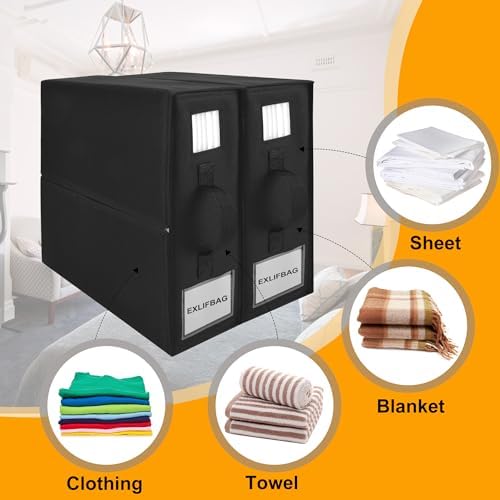4 Pack Sheet Organizers Storage Foldable Bed Sheet Organizer with Window Black
