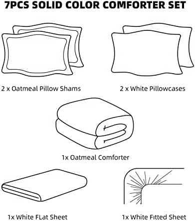 Weigelia Queen Comforter Set 7 Pieces Oatmeal