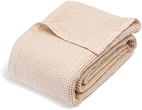 Organic Cotton Waffle Weave Queen Blanket - 92x92 Inches