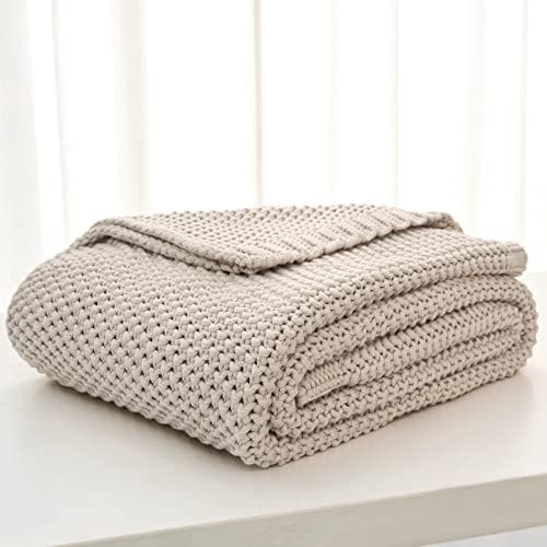 Chunky Cable Knit Throw Blanket 60x80 100 Organic Cotton