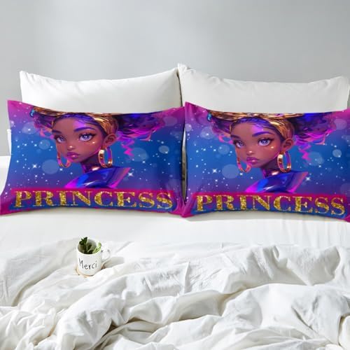 Castle Fairy Purple Black Cool Princess Girls Mattress Protector Set