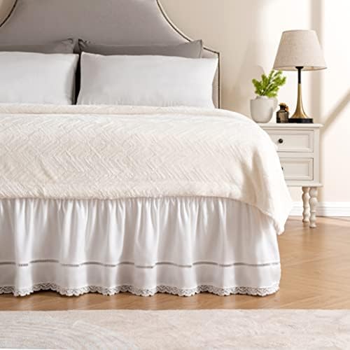 MIYE Floral Lace Bed Skirt with Elastic Buckle