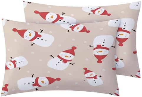 Christmas Pillow Cases Set of 2 - Reversible Snowman Design