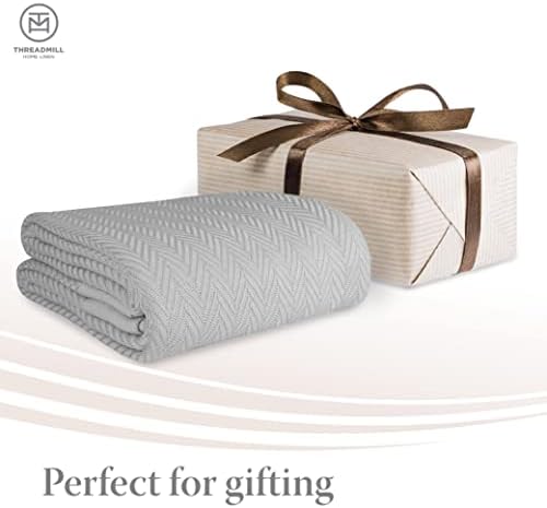 Threadmill Luxury 100 Cotton Herringbone King Blanket