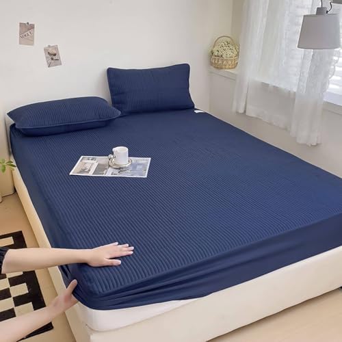 Mesnt Fitted Sheets Queen 79x59 Navy Blue Set