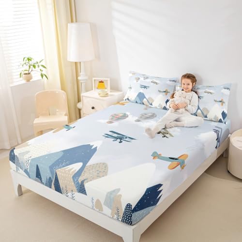 Castle Fairy Hot Air Balloon Queen Fitted Sheet Set