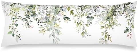 JISMUCI Floral Sage Green Body Pillow Cover 20x54