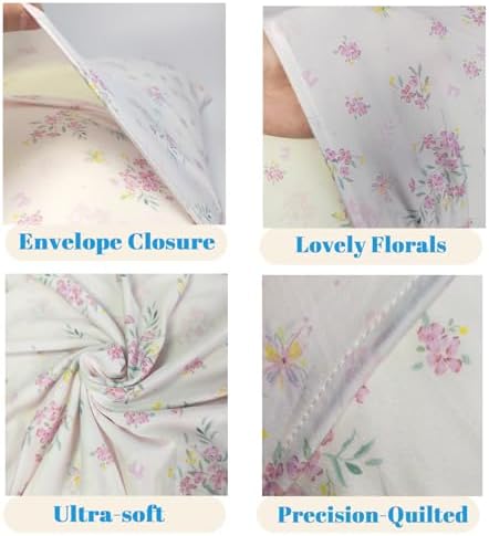 MorroMorn Soft Pillow Covers for Kids - 2 Pack Pink Flowers