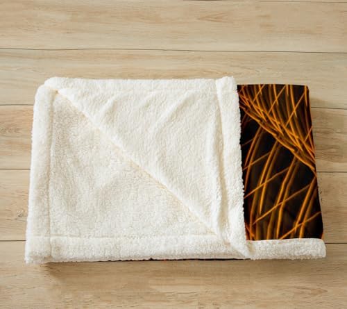 Feelyou Orange Black Fleece Throw Blanket for Kids