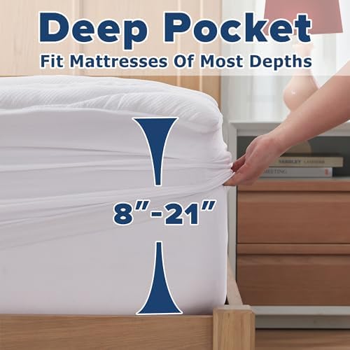 Elven Home Thick Cooling Mattress Pad for Double Bed
