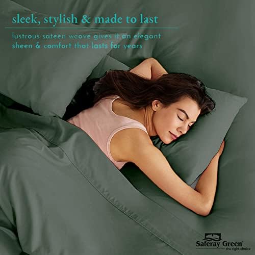 Saferay Green Pillow Shams Set of 2 Dark Grey 600 Thread Count